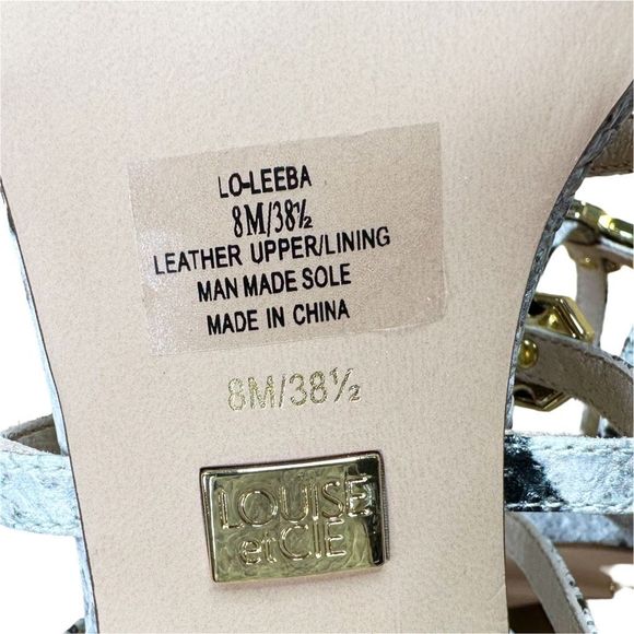 Louise et Cie Lo-Leeba Black & White Antique Snake Print Heeled Sandals - Picture 9 of 12